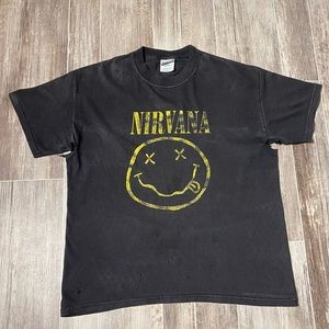 Vintage Y2K Nirvana T Shirt M&O Knits Black Flawed
